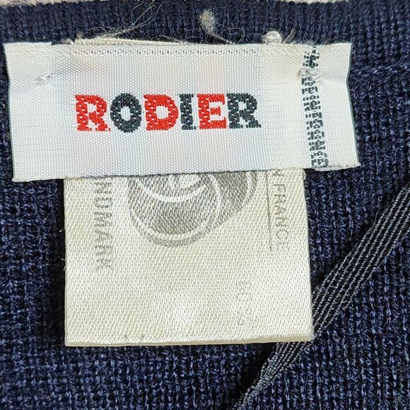 Rodier Vintage Womens Navy Wool Blend Cardigan Sweater Size Small - Picture 4 of 11